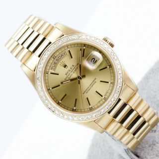 Mens Rolex Day - Date 18038 Presidential 18k Yellow Gold Champagne 1.  35ct Diamonds 2
