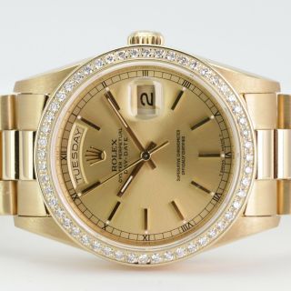 Mens Rolex Day - Date 18038 Presidential 18k Yellow Gold Champagne 1.  35ct Diamonds 3