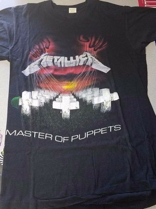 Vintage 1986 Metallica - Master Of Puppets Concert Tour Shirt W/ Dates On Back