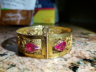 Antique Vintage Braslet Bukhara 18K Gold Rubys 8