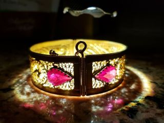 Antique Vintage Braslet Bukhara 18K Gold Rubys 9