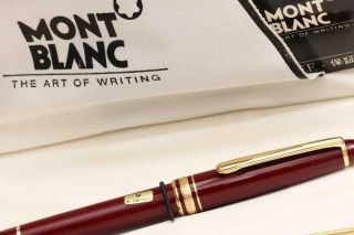 Vintage Burgundy Montblanc Meisterstuck Fountain Pen - W/box & Papers & Ink