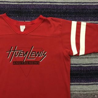 Vtg 80s Huey Lewis & The News Shirt Band Tee Red M/l Concert Tour T - Shirt