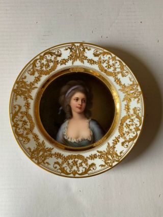 Antique Royal Vienna Porcelain Hand Painted Portrait Plate Dresden 5