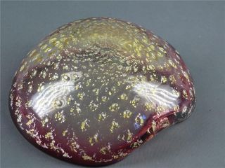 VINTAGE MURANO ART GLASS CRANBERRY GOLD CANDY DISH BOWL 4