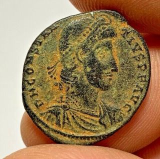 Ancient Roman Bronze Coin Constantius Large 3.  6gr 24.  6mm