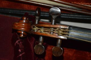 Old violin set,  French ALDRIC 1822 label,  with two bows 10