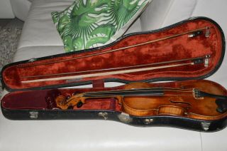 Old Violin Set,  French Aldric 1822 Label,  With Two Bows