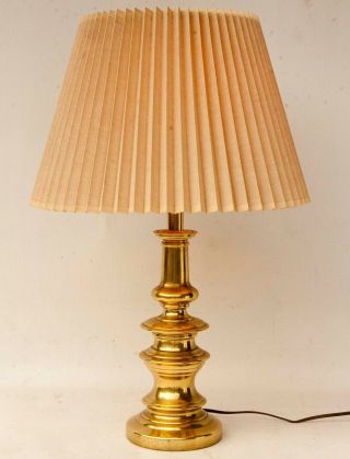 Vintage Stiffel Brass Lamp With Pleated Shade Vgc