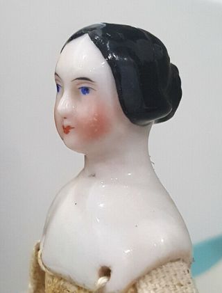 Rare 6 1/2 " Antique China Head Doll W Bun & Millners Body
