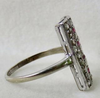 ANTIQUE VICTORIAN 1.  0 CT.  OLD ROSE CUT DIAMOND & RUBY LONG DINNER RING 14K GOLD 5