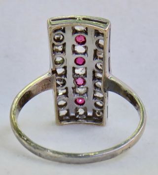 ANTIQUE VICTORIAN 1.  0 CT.  OLD ROSE CUT DIAMOND & RUBY LONG DINNER RING 14K GOLD 7