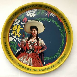 Vintage Old Cerveza De Sonora High Life Mexican Girl Beer Tray Fa - Mo - Sa Unusual