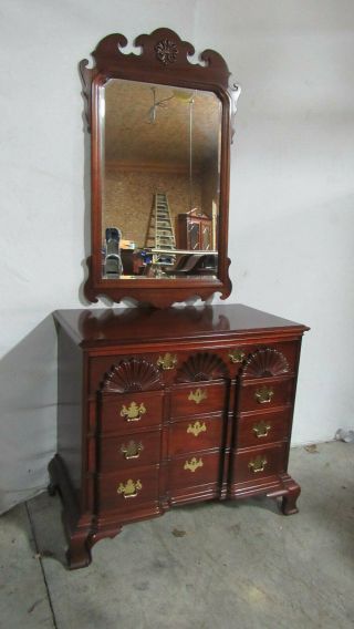 Thomasville Bachelors Chest Dresser Mirror Block - Front Chippendale Mahogany