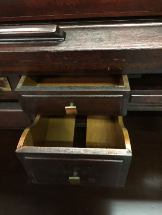 Antique 1900’s Roll - top Desk Solid Mahogany18 Drawers Auto - lock Dornette Bros 10