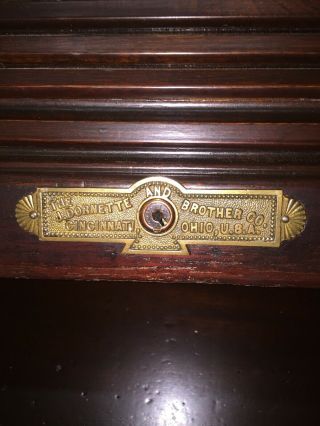 Antique 1900’s Roll - top Desk Solid Mahogany18 Drawers Auto - lock Dornette Bros 3