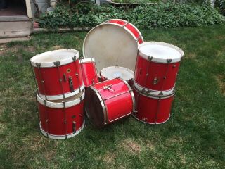 Antique Vintage Ludwig Slingerland Wfl Marching Drums Snare Bass W/ Harnesses