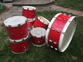 Antique Vintage Ludwig Slingerland WFL Marching Drums Snare Bass W/ Harnesses 8