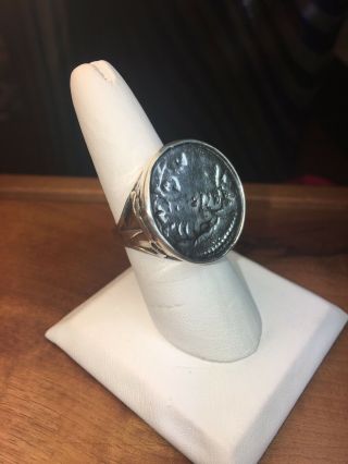 Ladies Ancient Roman Coin £ Sterling Silver Unique Ring.  Size: 8