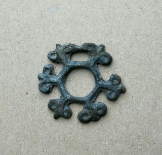 Ancient Scythian Bronze Pendant Amulet " Snowflake " Great Save Rare