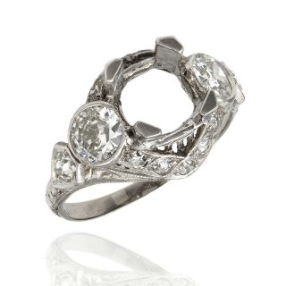 Vintage Style Diamond Mounting/ Ring In Platinum