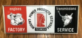 Vintage Tecumseh Engines Factory Service Lighted Advertising Sign