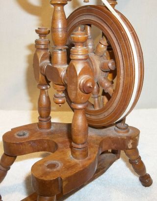 VINTAGE Wood Austrian Small Castle Spinning Wheel Salesman ' s Sample Model 6