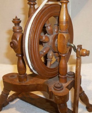 VINTAGE Wood Austrian Small Castle Spinning Wheel Salesman ' s Sample Model 7