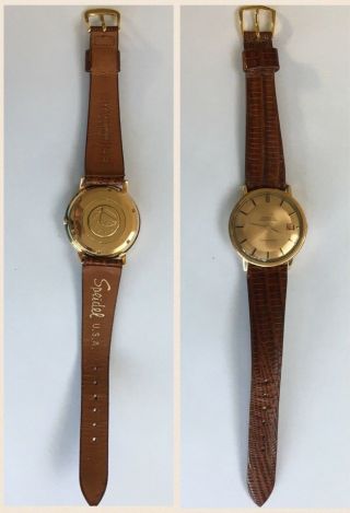 Vintage 18K Rose Gold OMEGA CONSTELLATION 561 Cinnamon Pie Pan Dial Men ' s Watch 11