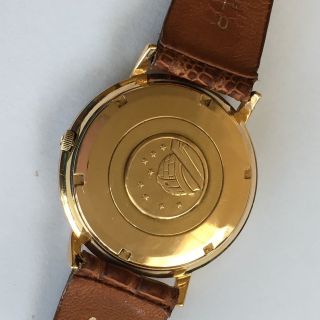 Vintage 18K Rose Gold OMEGA CONSTELLATION 561 Cinnamon Pie Pan Dial Men ' s Watch 3