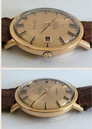 Vintage 18K Rose Gold OMEGA CONSTELLATION 561 Cinnamon Pie Pan Dial Men ' s Watch 9