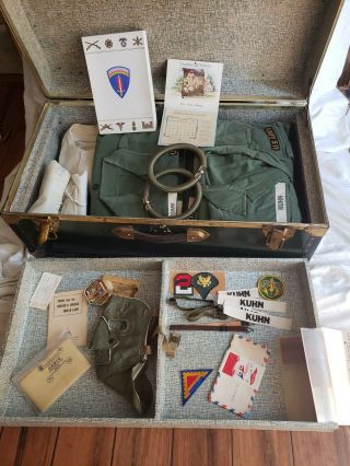 Vintage Us Military Army Foot Locker 1963,  Wardrobe,  Badges And Much More