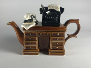 Vintage Paul Cardew Made In England Mini Crime Writers Desk Teapot