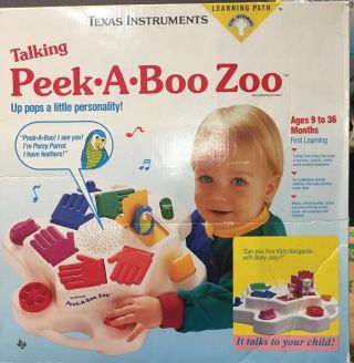 Vintage Texas Instrument Talking Peek A Boo Zoo - Animal Pop Up Toy