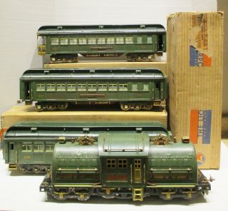 Rare Lionel 381e Three Car Green State Set And Locomotive All 1929