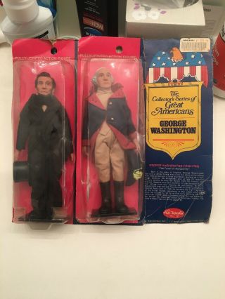 1976 Vintage Great Americans 2 Figure Set George Washington Lincoln Fun - World