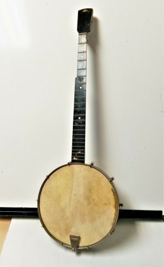 Vintage British Made 5 String Banjo With Metal Rim And Head For Repair