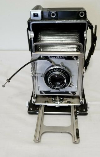 Vintage Graflex Crown Graphic 4x5 Large Format Rf Camera Optar 135mm F/4.  7 Lens
