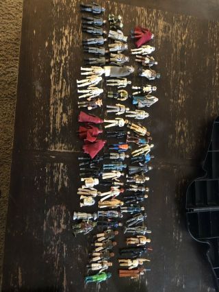 Vintage Star Wars Action Figures With Darth Vader Case.  53 Characters 67 Total.