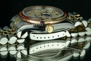 Mens Rolex Watch Datejust 16013 18k Gold & Steel MOP w Diamonds Colored Sapphire 11