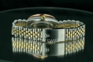 Mens Rolex Watch Datejust 16013 18k Gold & Steel MOP w Diamonds Colored Sapphire 4