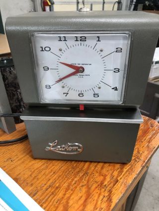 Antique Vintage Lathem Time Clock With Lock And Key Model 4021