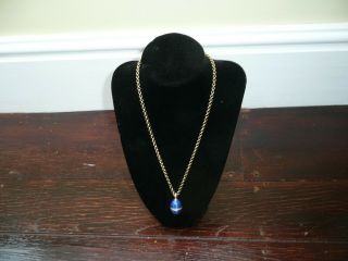 RARE VICTOR MAYER FABERGE BLUE ENAMEL & 0.  4CTS DIAMOND EGG 18CT GOLD NECKLACE 10