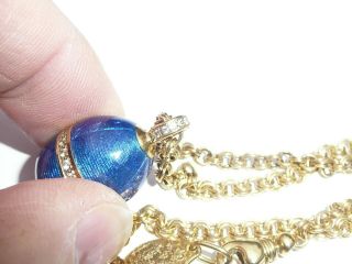 RARE VICTOR MAYER FABERGE BLUE ENAMEL & 0.  4CTS DIAMOND EGG 18CT GOLD NECKLACE 8