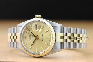ROLEX MENS DATEJUST 18K YELLOW GOLD & STAINLESS STEEL WATCH w/ BAND 2