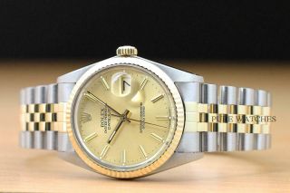 ROLEX MENS DATEJUST 18K YELLOW GOLD & STAINLESS STEEL WATCH w/ BAND 3