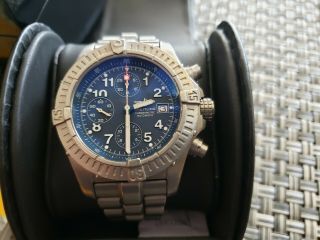 Very Rare Blue Breitling Automatic Avenger Chronograph Titanium Watch E13360