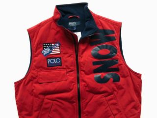 Ralph Lauren Polo [sz Large] Snow Beach Vest Red 1993 Pullover Vintage