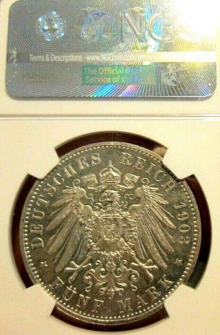 1903 E Germany Saxony 5 Mark Silver Proof NGC PF - 62 Rare 50 Made BV$2000 2