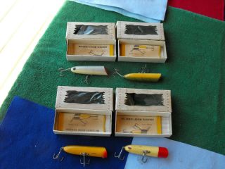 4 pc vintage Ouachita traveler wood fishing lure W/boxes, 3
